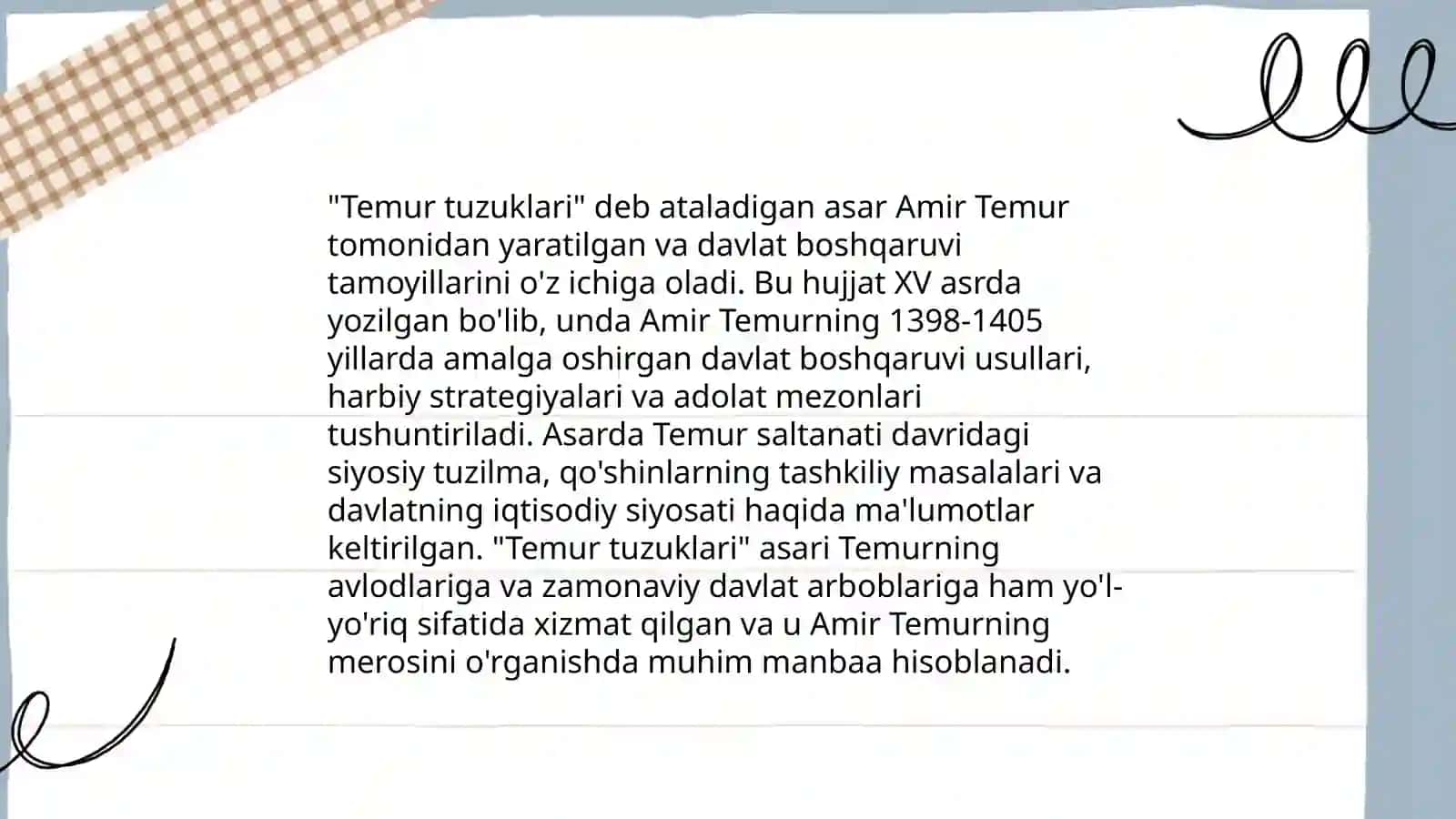 «Temur tuzuklari» – muhim tarixiy-huquqiymanba 3