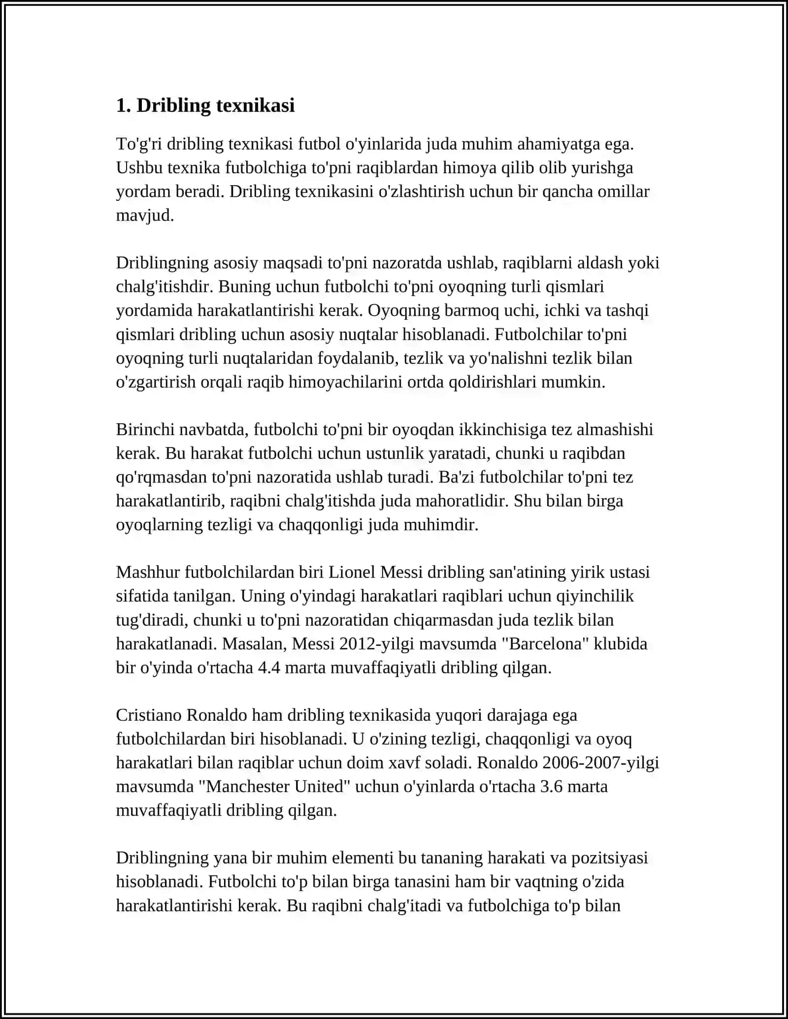 FUTBOL O‘YINIDA TO‘PNI BOSHQARISH TEXNIKASINI O‘RGATISH. (ALDAMCHI HARAKATLAR) 3
