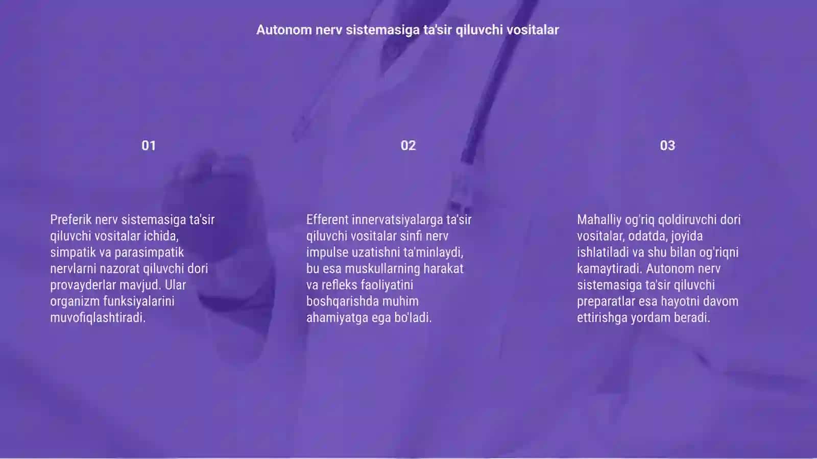 Preferik nerv sistemasiga ta'sir qiluvchi vositalar 3