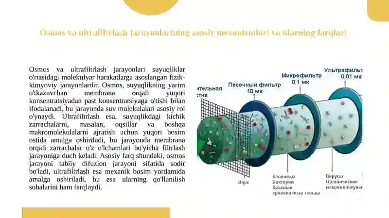 Teskari osmos va ultrafiltrlash jarayonlarining fizik-kimyoviy asoslari. 3