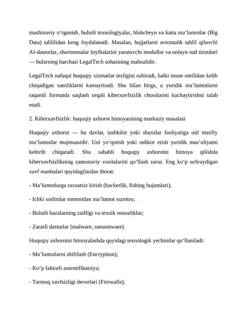 LegalTech va kiberxavfsizlik: huquqiy axborotning himoyasi 3
