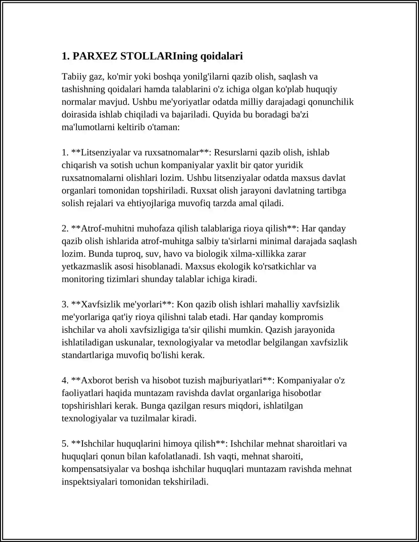 MUSTAQIL ISH Mavzu: PARXEZ STOLLARI 3