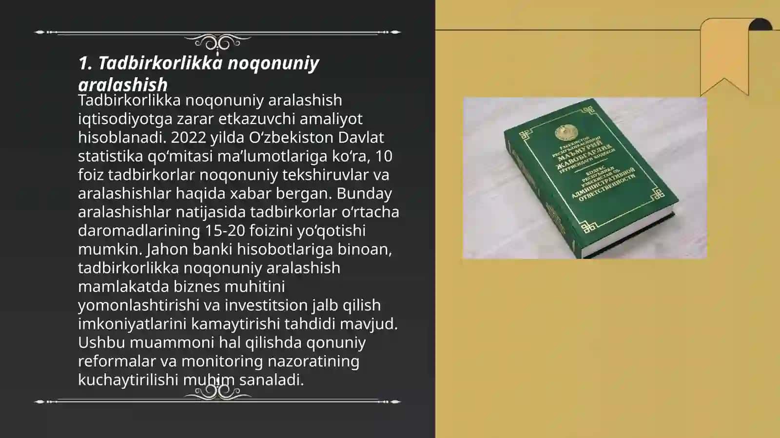 Tadbirkorlik faoliyatiga toʻsqinlik qilganlik 3
