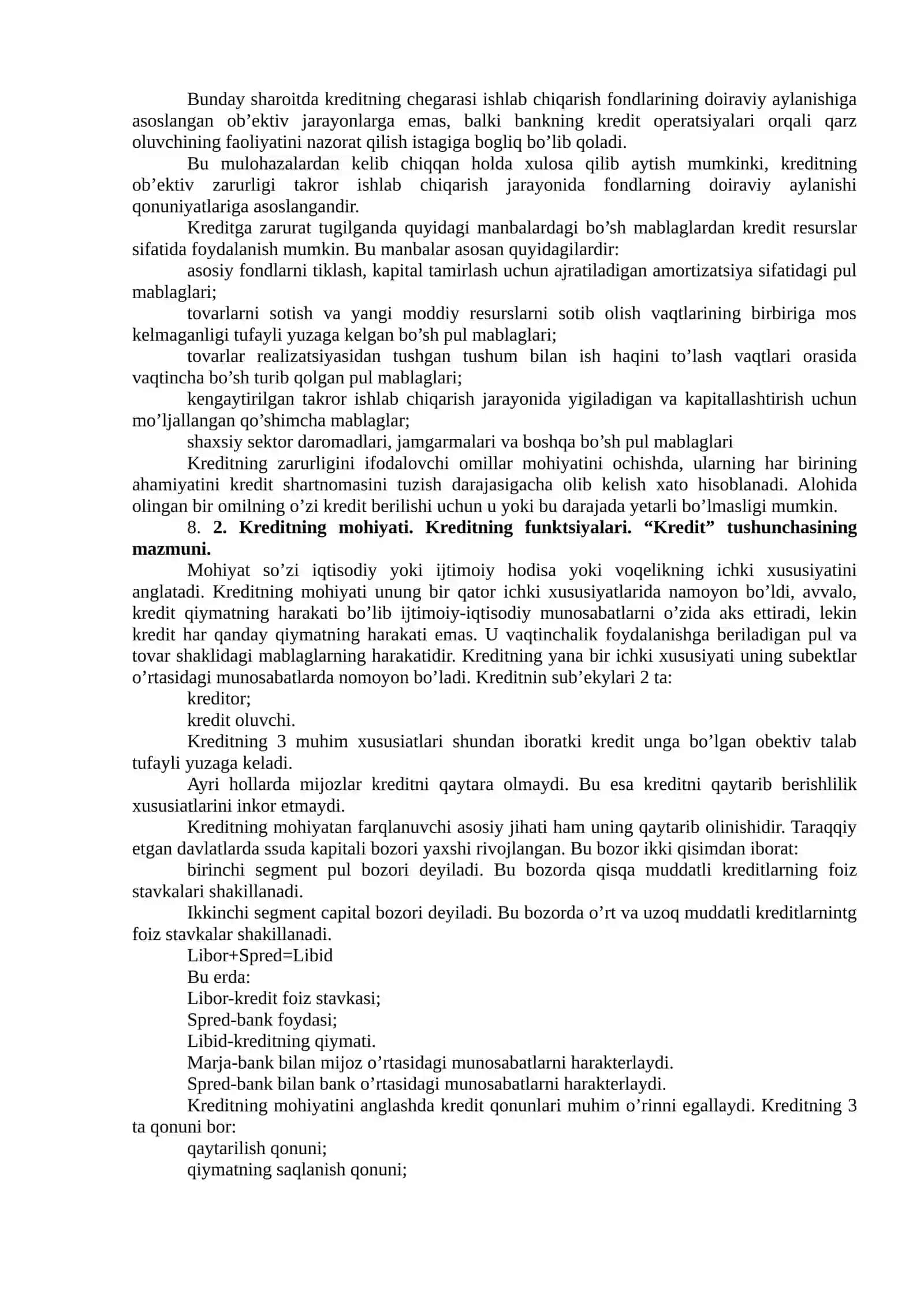 KREDITNING ZARURLIGI, FUNKTSIYALARI, TURLARI VA SHAKLLARI 3