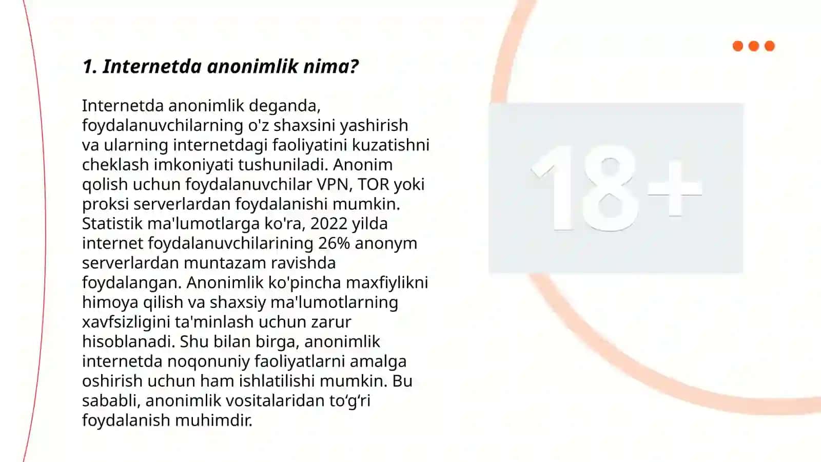Internetda anonimlikni ta’minlash. P2P tarmoqlar 3