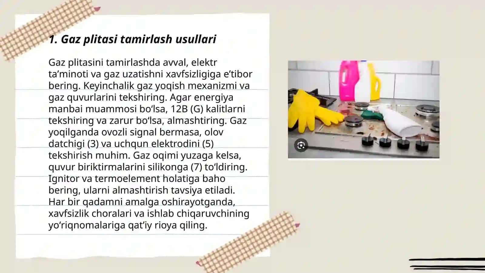 Zamonaviy oshxona jihozlari gazni tamirlash ishlar 3