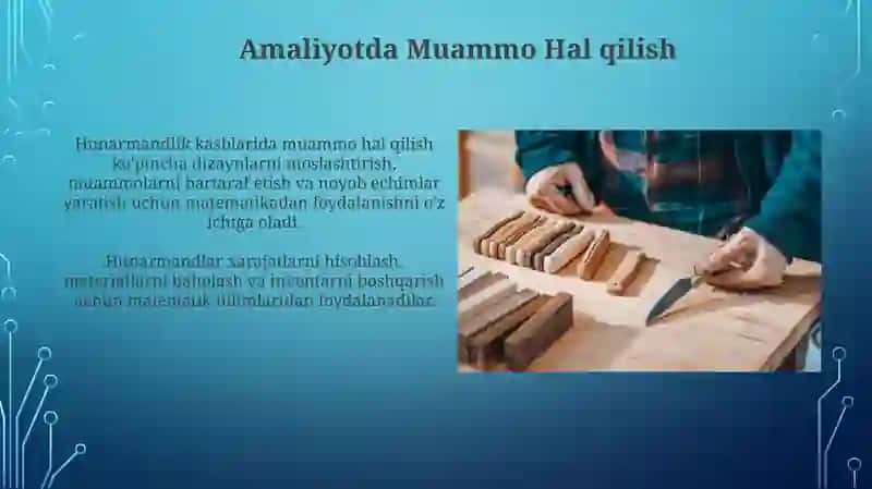 Matematika fanini hunarmandchilik kasbiga bog'liqligi 3