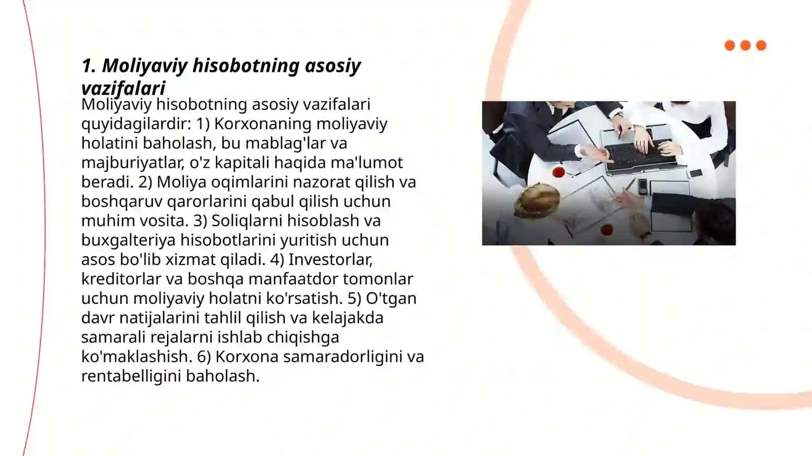 Moliyaviy hisobotning vazifasi,uning tarkibi,buxgalteriya balansi.Moliyaviy natijalar to'g'risidagi hisobot 3