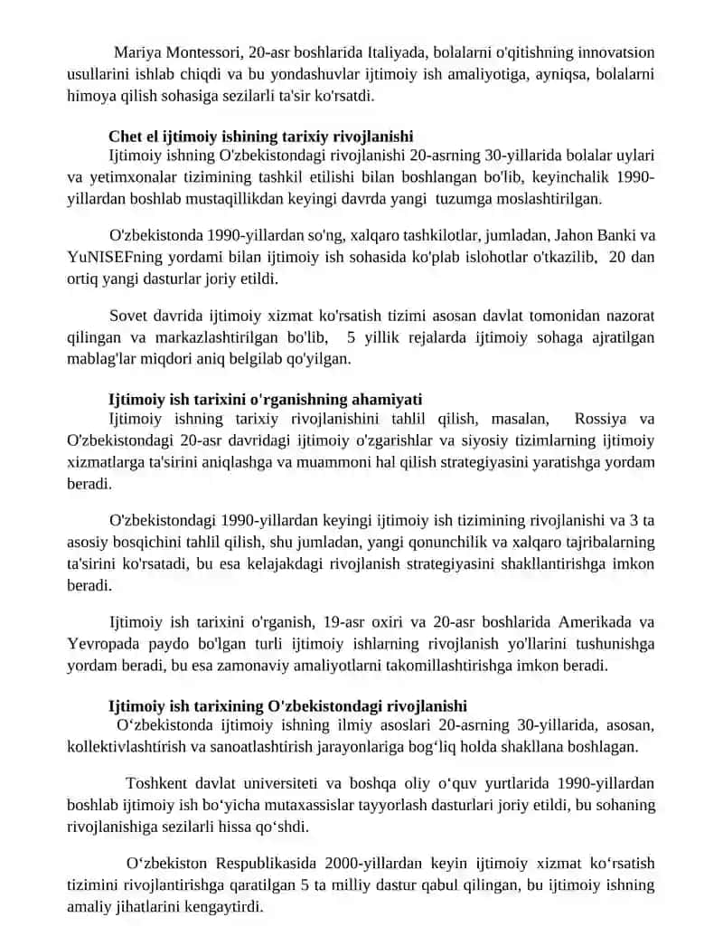 Ijtimoiy ish tarixi va xorijiy fanining maqsadi va vazifalari 3