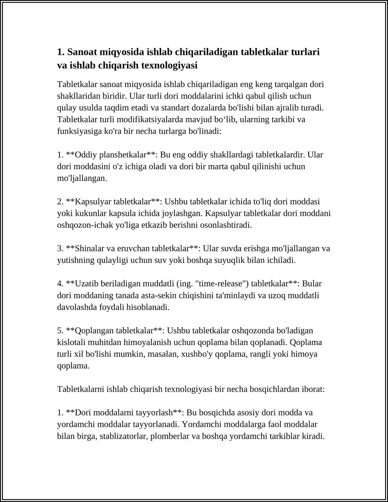 Ishlab chiqariladigan tabletkalar 3