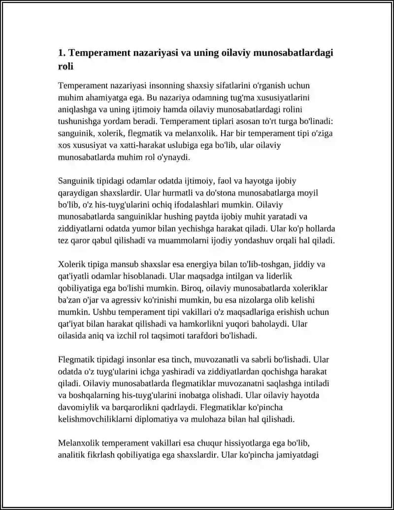 TEMPERAMENT TIPIGA MOS JUFT TANLASH - OILAVIY MUNOSABATLAR MUSTAHKAM-LIGI OMILI SIFATIDA 3