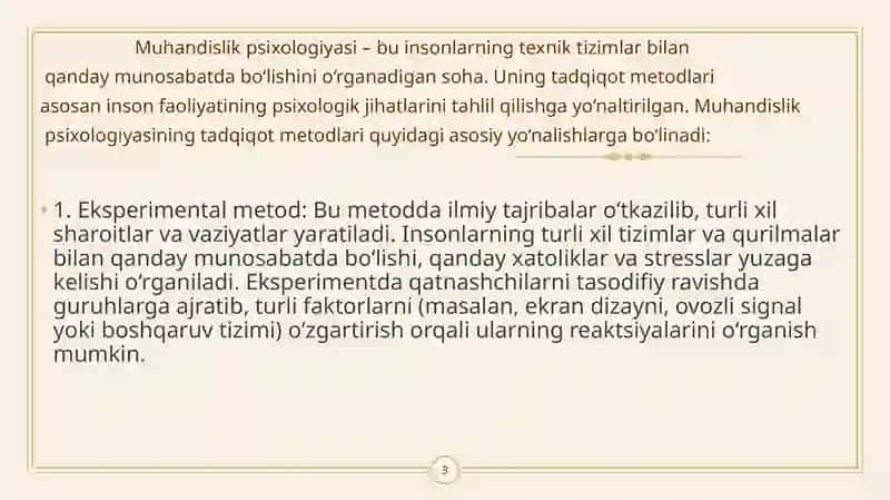 Muhandislik psixologiyasining tadqiqot metodlari 3