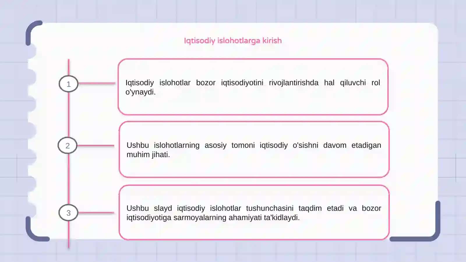 Iqtisodiy islohotlar. Investitsiyalarning bozor iqtisodiyotidagi ahamiyati 3