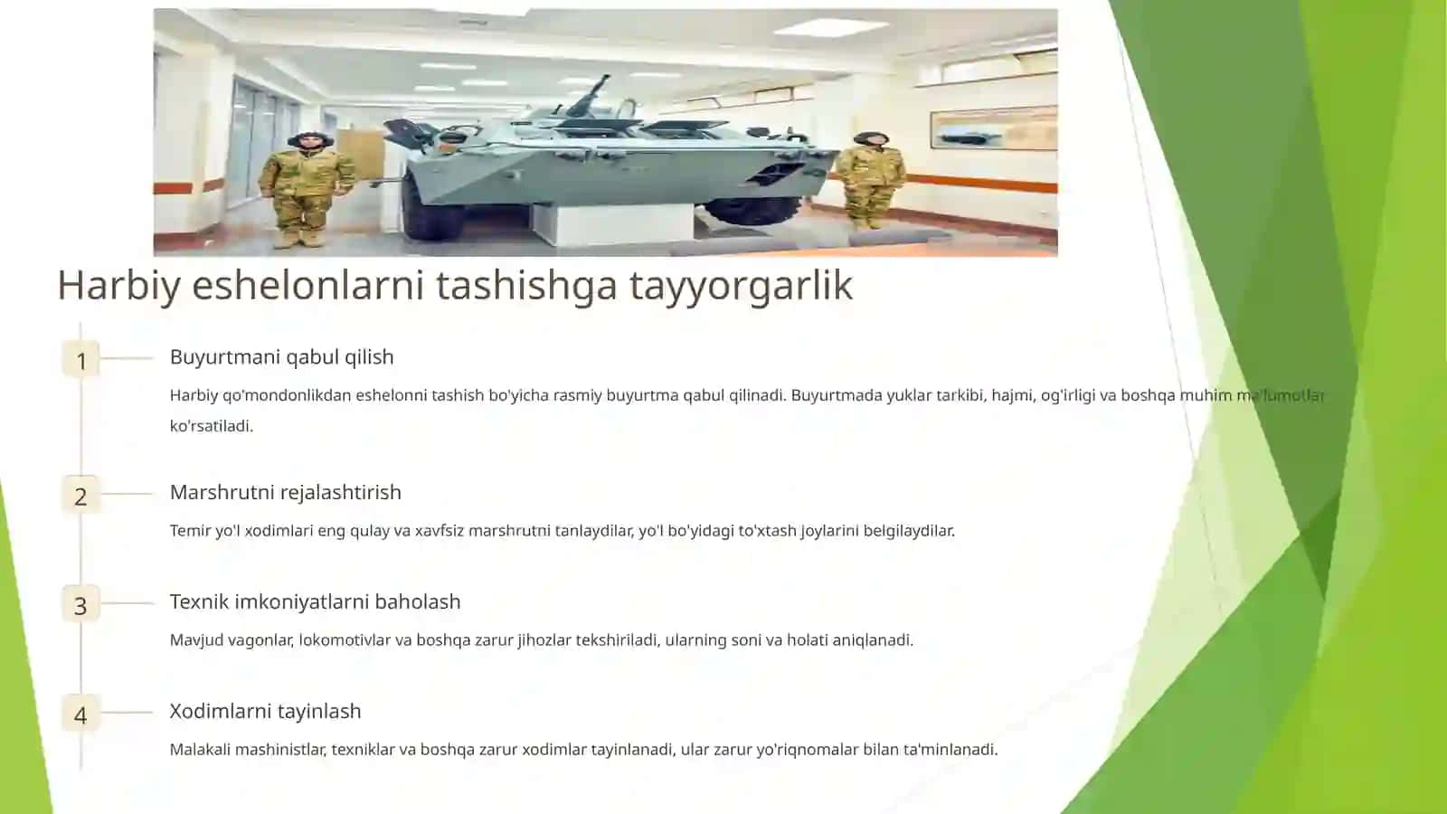 Harbiy eshelonlarni tashishda poyezdlar tarkibini tayyorlash va ularni tuzish 3