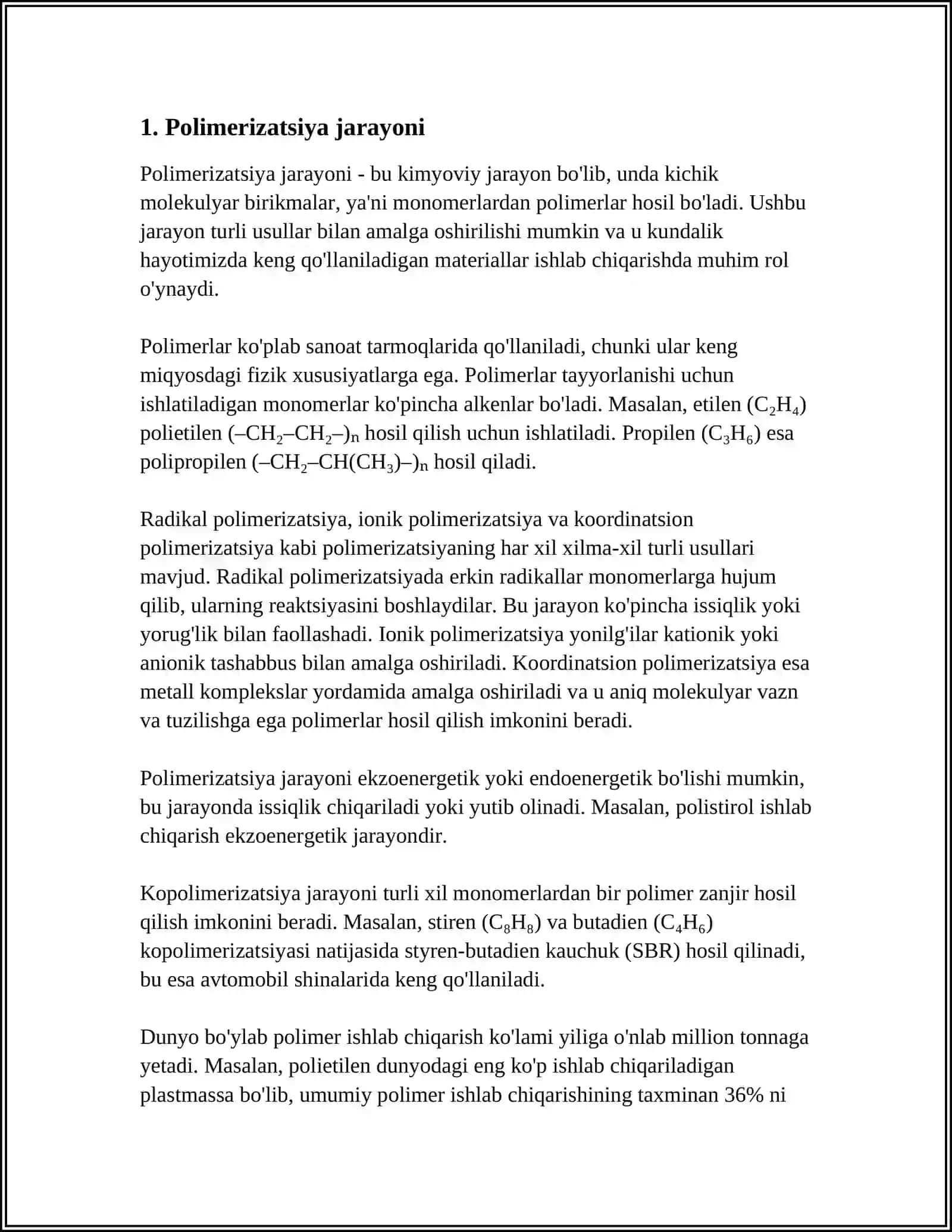 SKLERTECH TEXNOLOGIYASI BO’YICHA POLIETILEN ISHLAB CHIQARISH 3