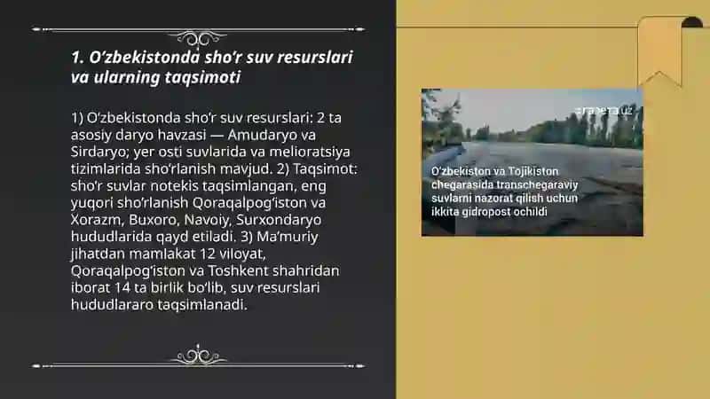 O’zbekiston sharoitda sho’r suvlarni chuchuklashtirish g’oyasini yaratish 3