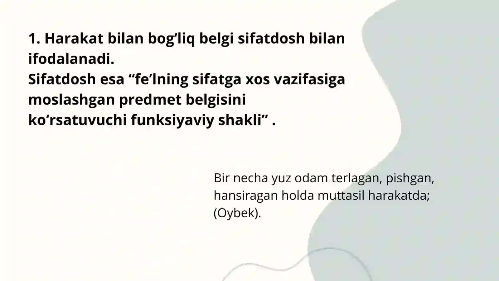 Harakat belgi ifodalovchi bo`lak 3