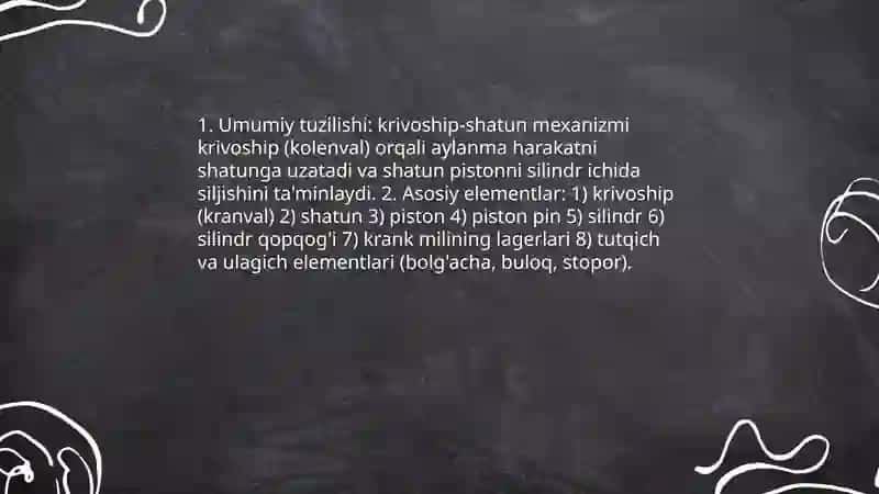 Krivoship-shatun mexanizmi tuzulishi 3