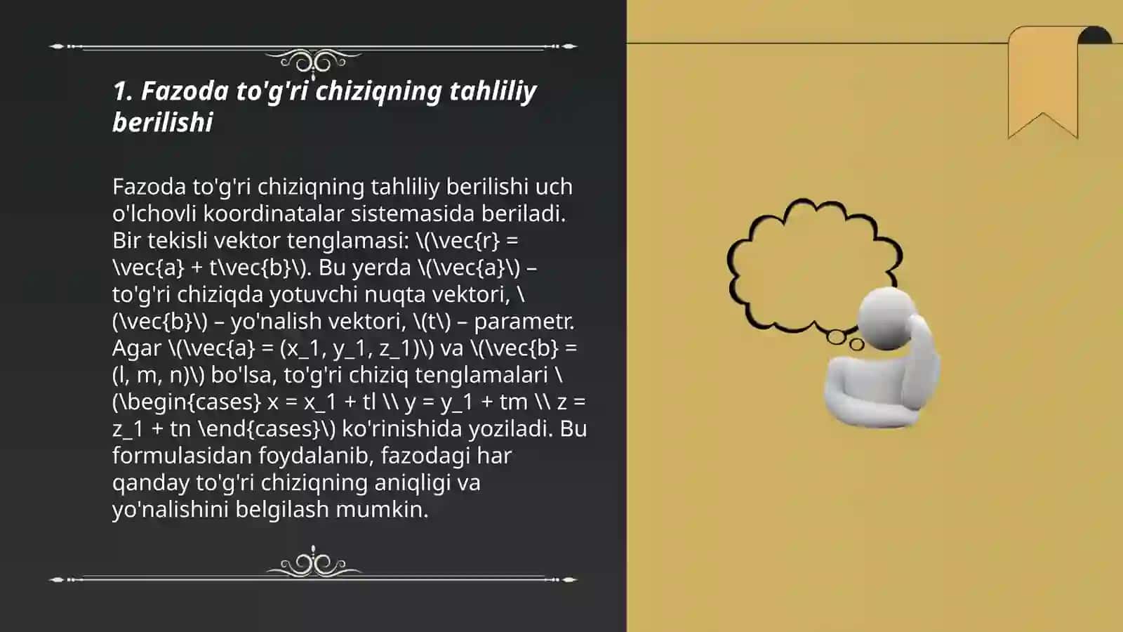Fazoda to'g'ri chiziqning berilish usullari 3