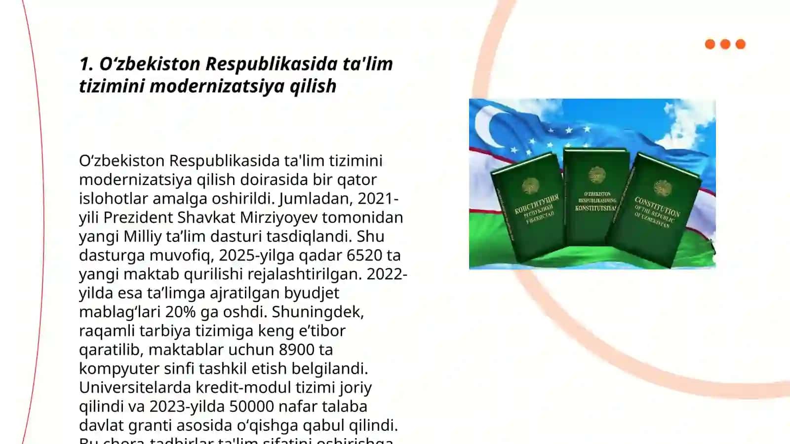Oʻzbekiston Respublikasida ta'lim sohasidagi islohotlar 3