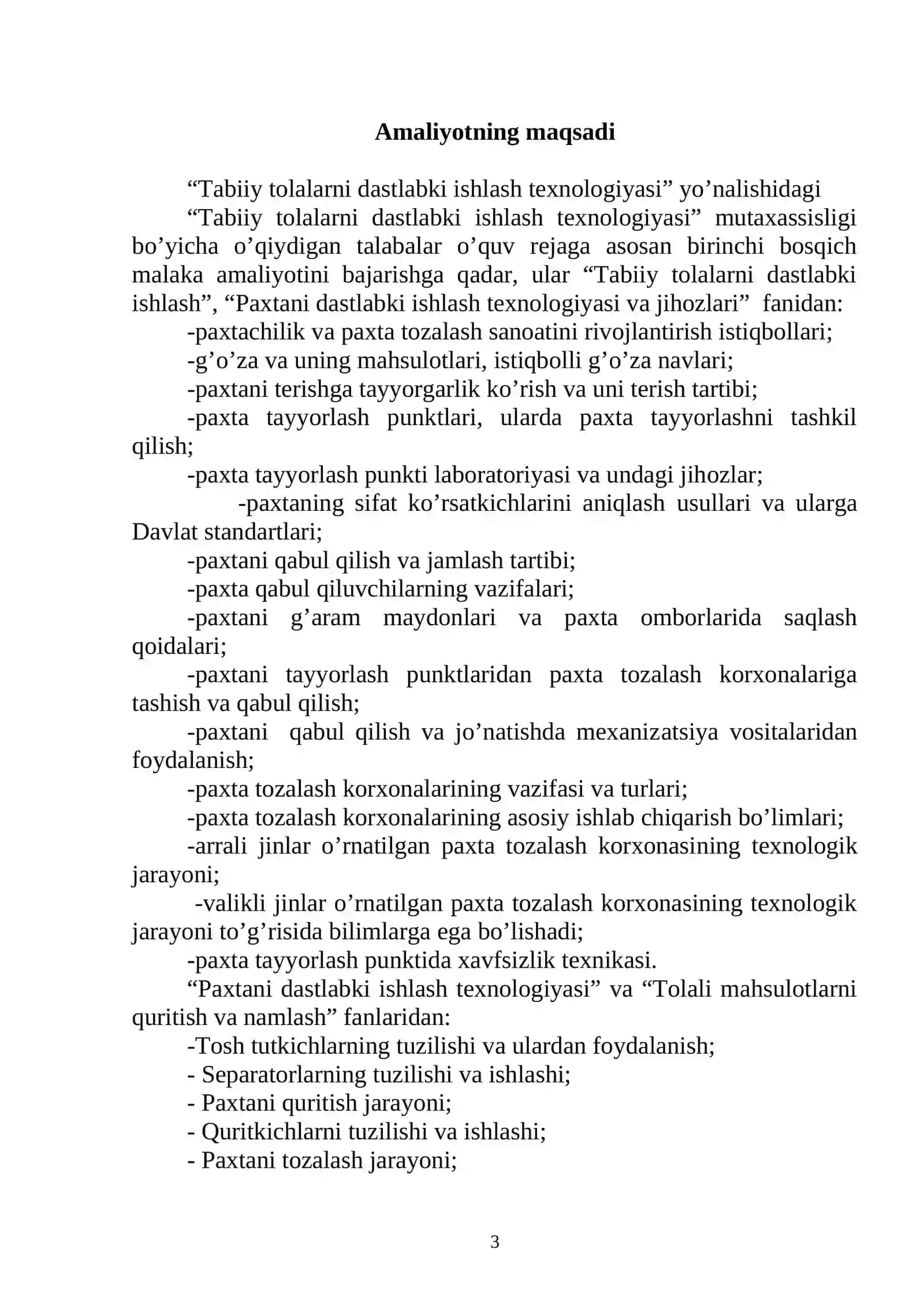 MALAKA AMALIYOTLARI DASTURLARI 3