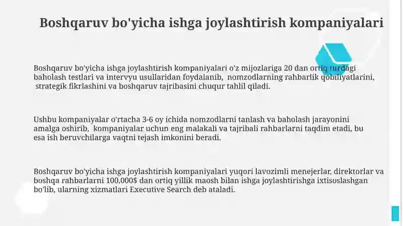 Boshqaruv bo'yicha ishga joylashtirish kompaniyalari 3