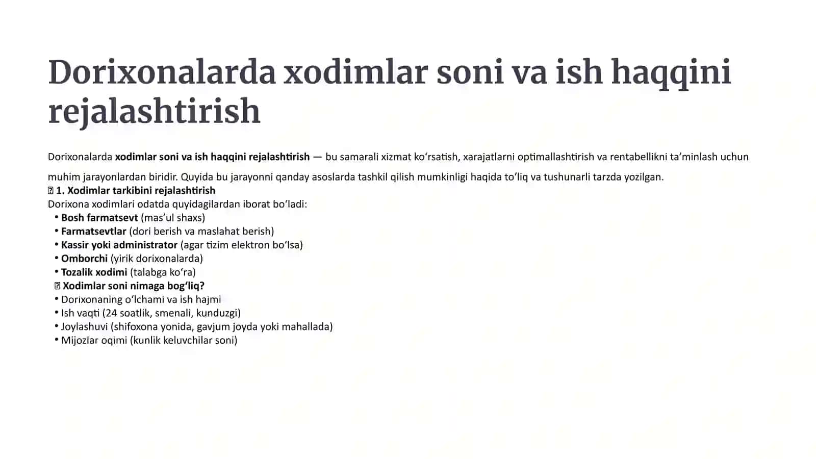 Dorixonalarda xodimlar soni va ish haqqini rejalashtirish 3