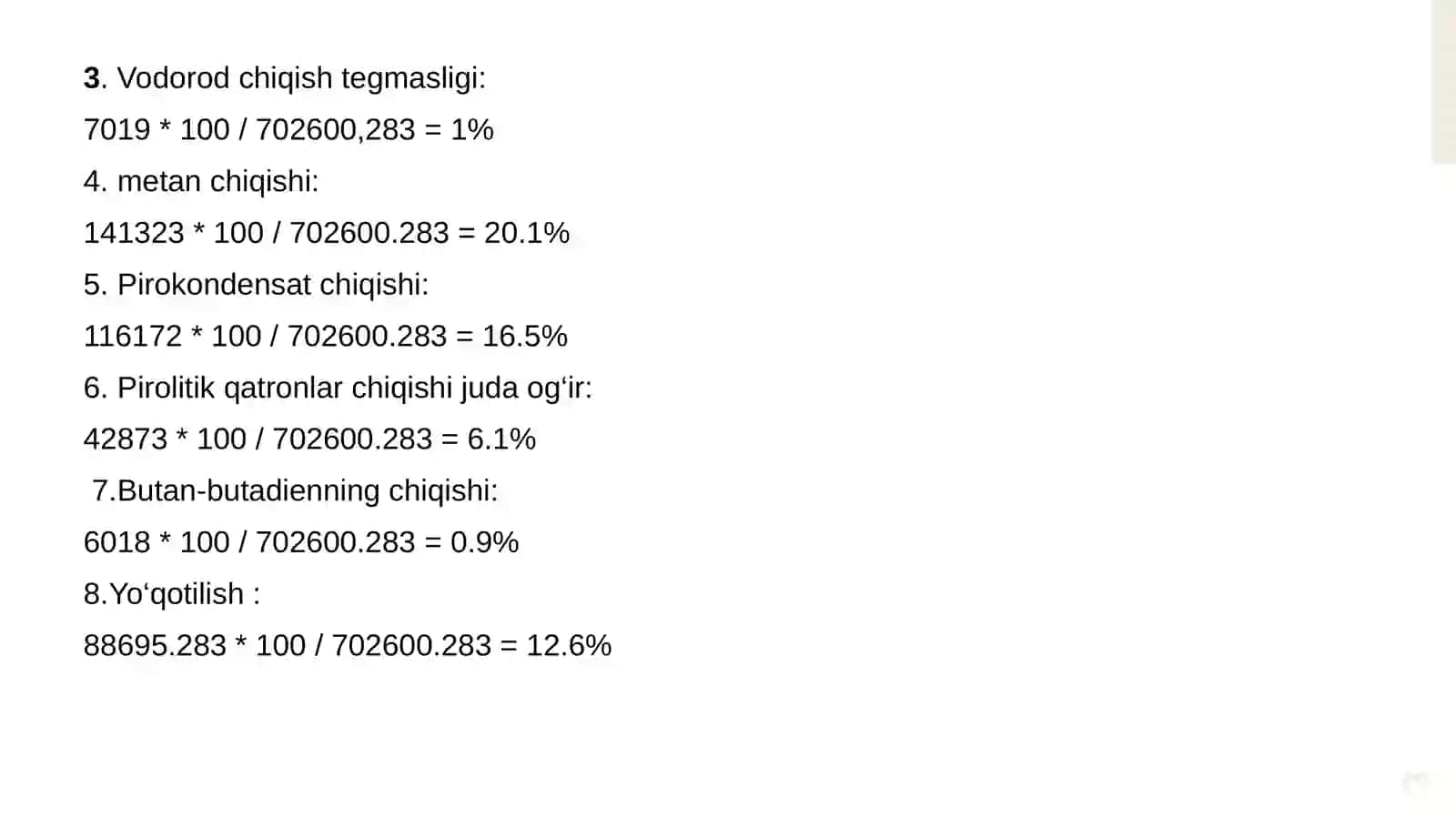 Tabiiygazlardan sintetik suyuq yoqilg’i olish jarayonining moddiy balansini hisoblash 3