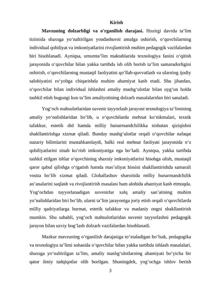 O‘quvchilar bilan yakka tartibda ishlar olib borish (yog‘och mahsulotlaridan suvenir tayyorlash) 3