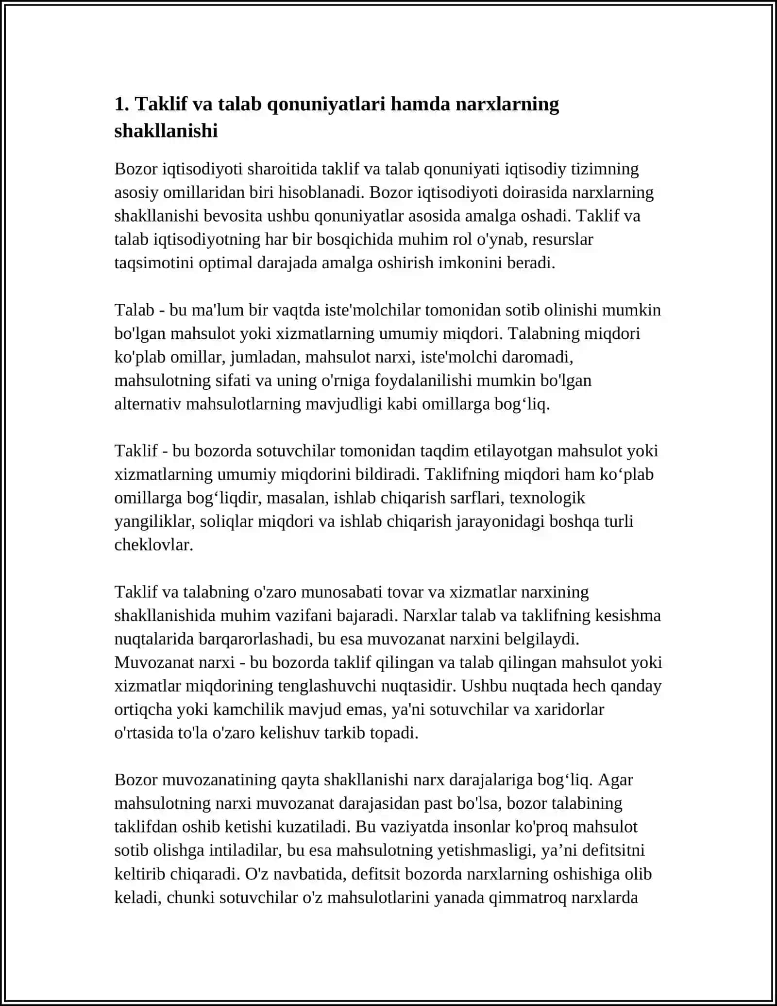 BOZOR IQTISODIYOT SHAROITIDA NARXLARNING SHAKLLANISHI 3