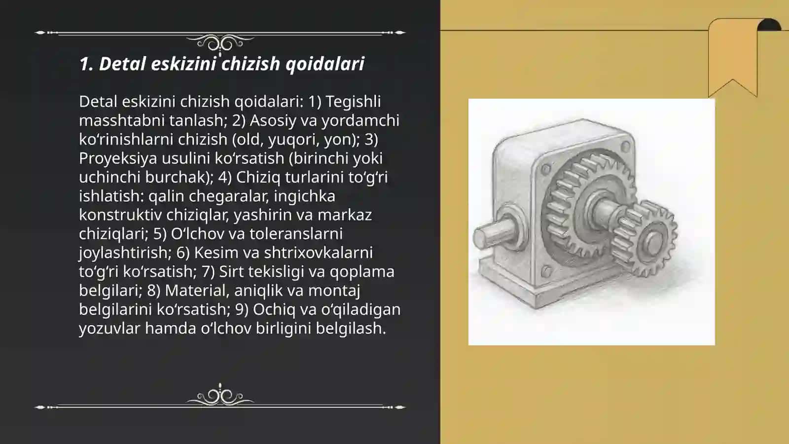 Detal eskizini chizish qoidalari 3