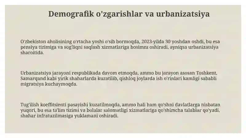 Demografik o'zgarishlar va urbanizatsiya 3