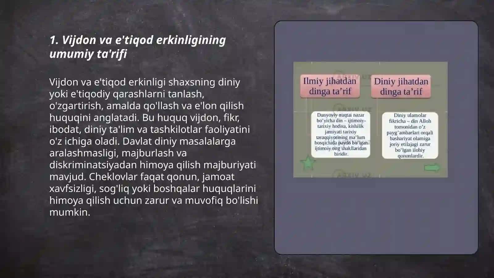Vijdon va e'tiqod erkinligini ta'rifi 3