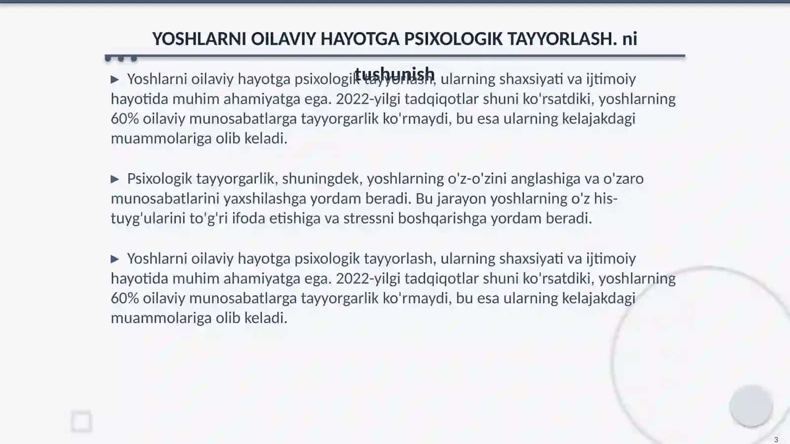 YOSHLARNI OILAVIY HAYOTGA PSIXOLOGIK TAYYORLASH 3