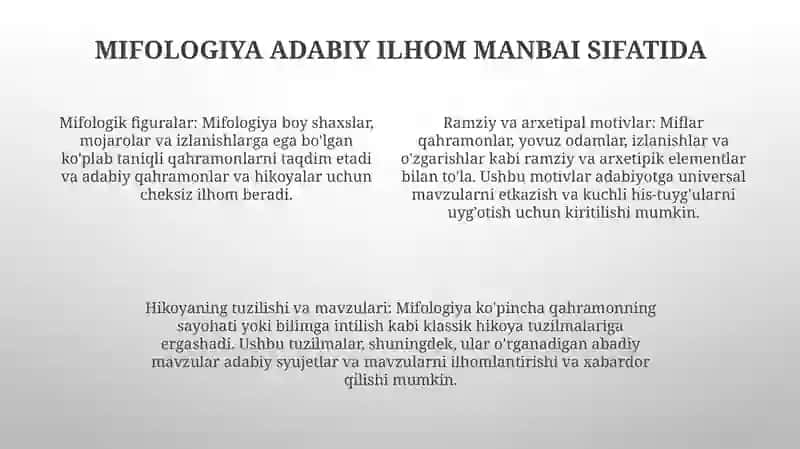 Mif Va Badiiy Adabiyot Munosabatlari 3