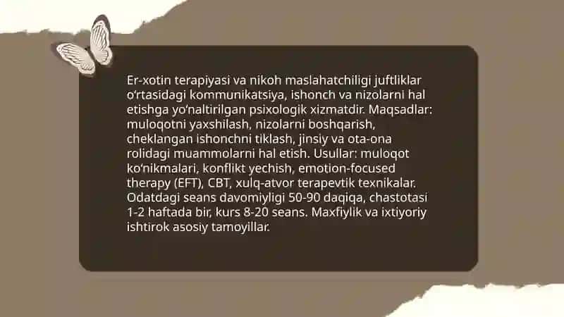 Er-xotin terapiyasi va nikoh maslahatchiligi 3