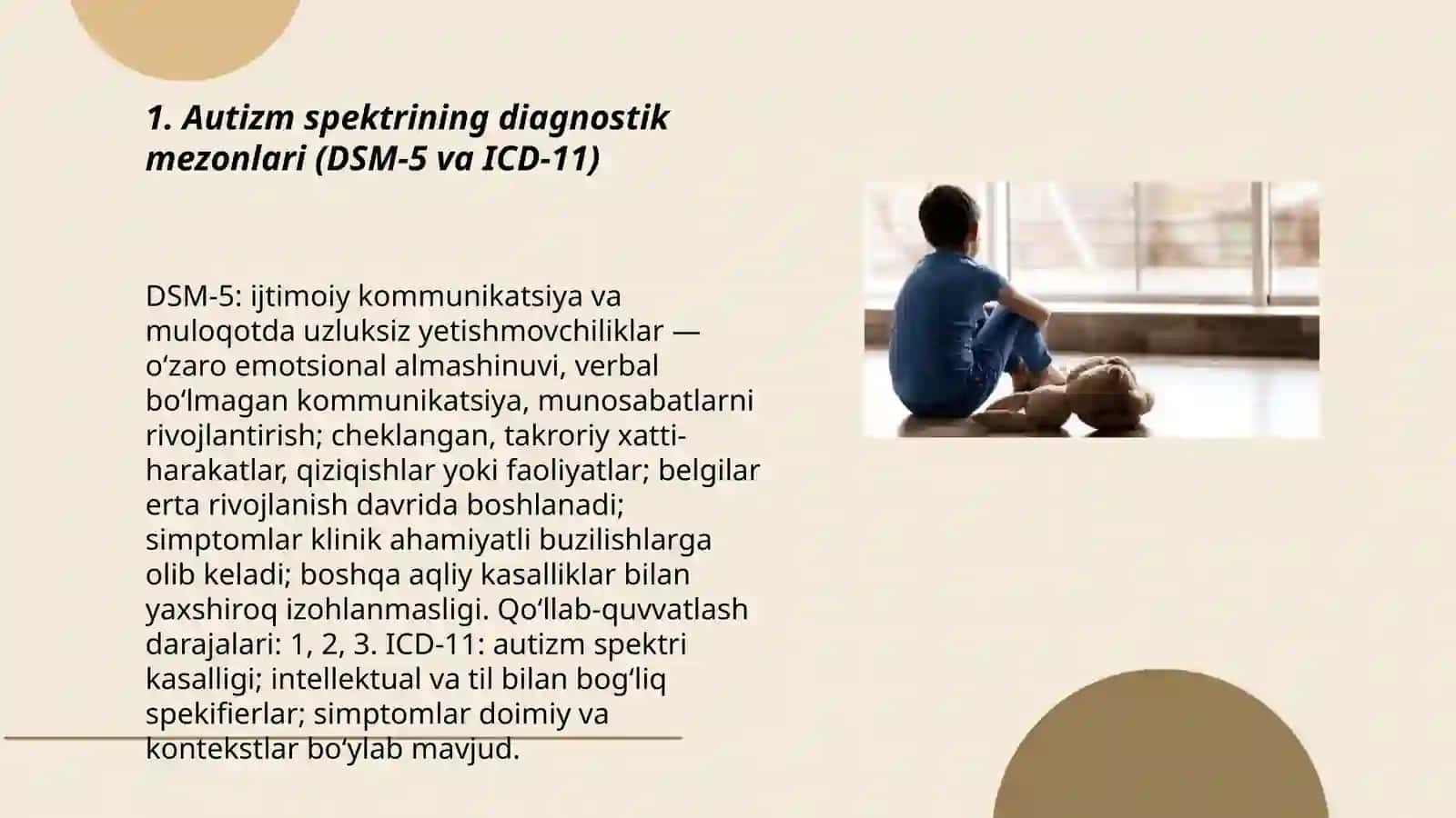 Psixopatologik simptom va sindromlar. Autizmi spektridagi kasalliklar 3