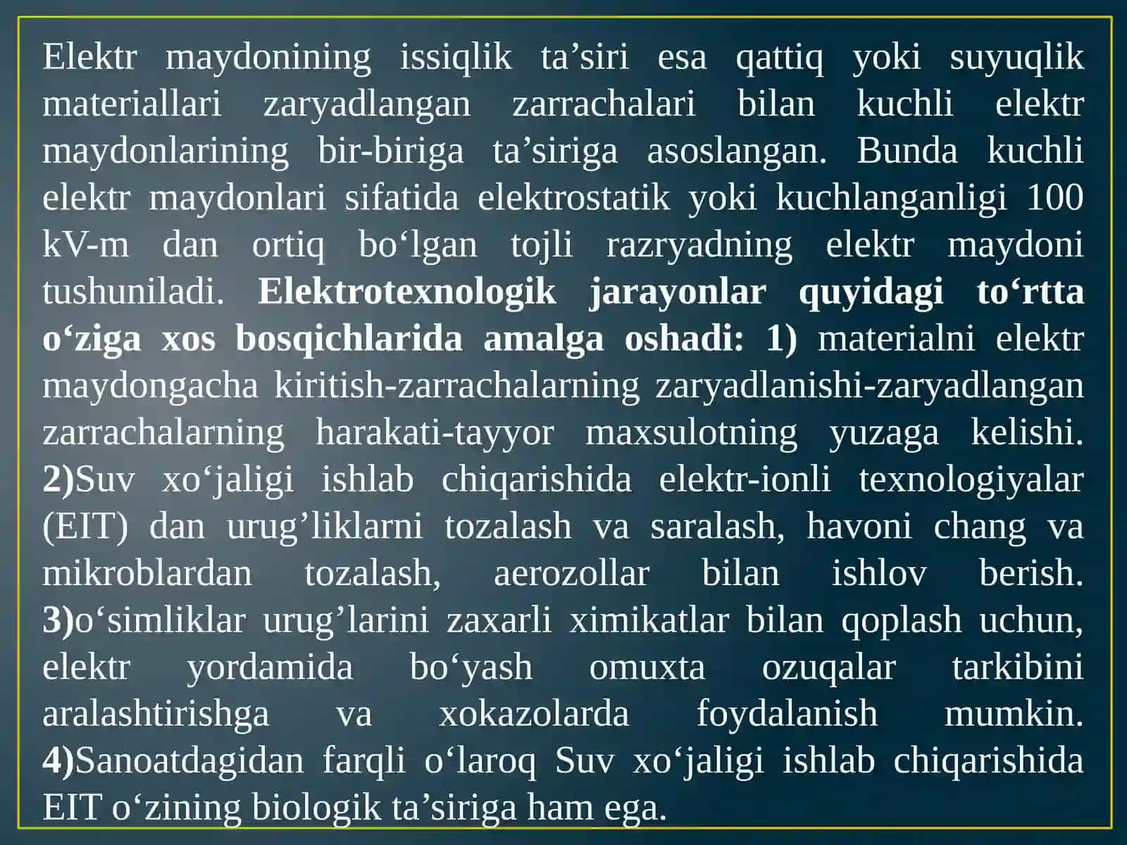 Elektron-ionli texnologik asoslari va qishloq va suv xo‘jaligida foydalanish yo‘nalishtari 3