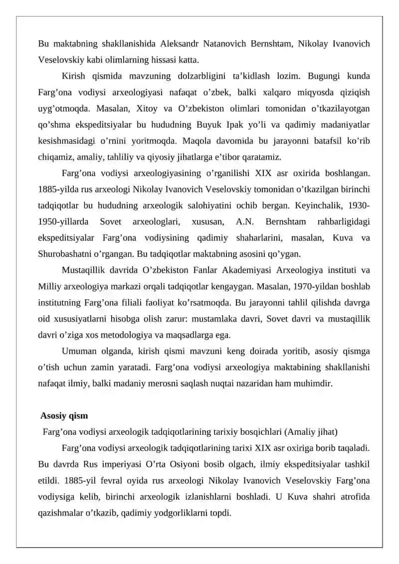 Farg’ona vodiysi arxeologiya maktabining shakllanishi 3