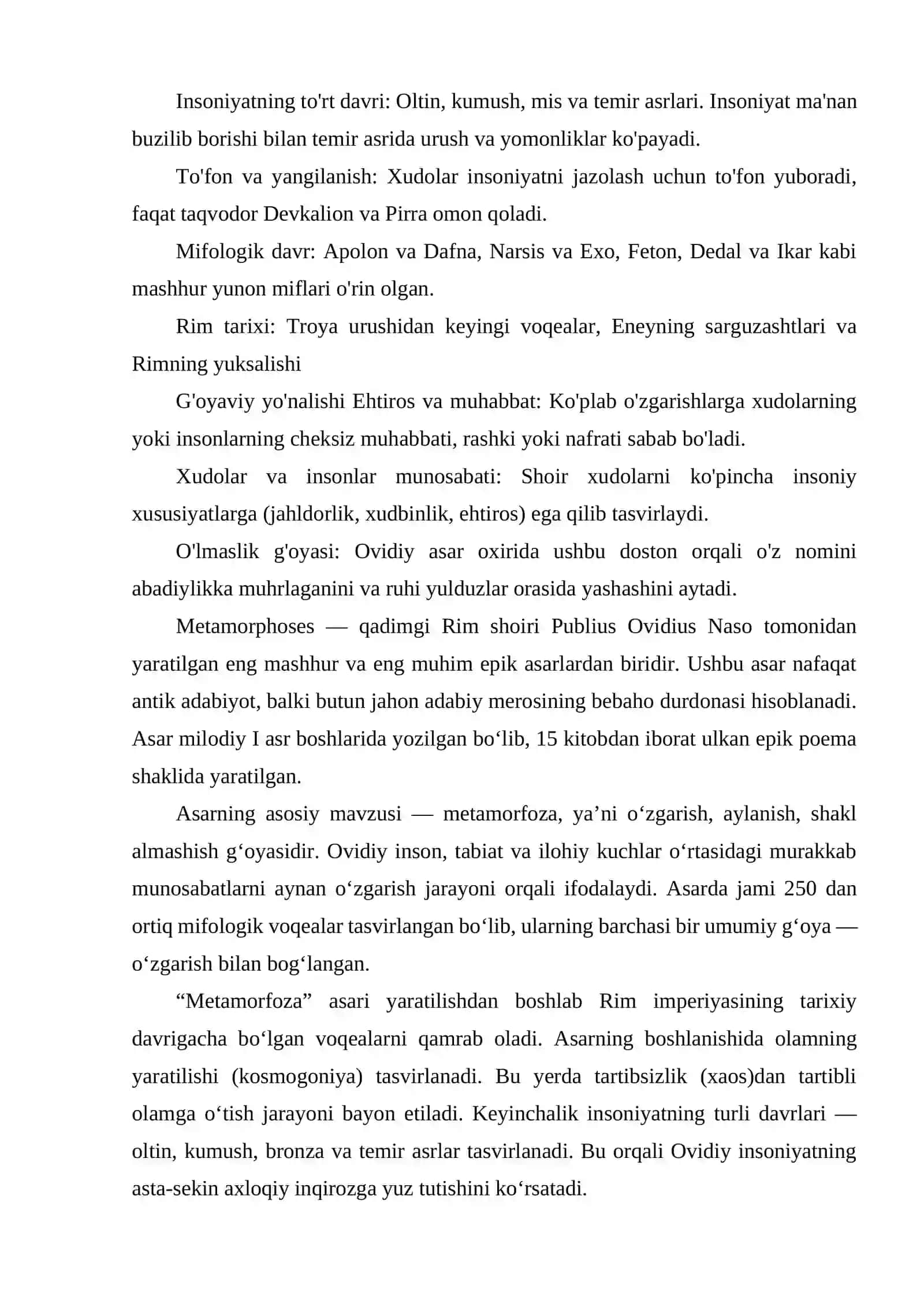 OVIDIYNING "METAMARFOZA" ASARI 3