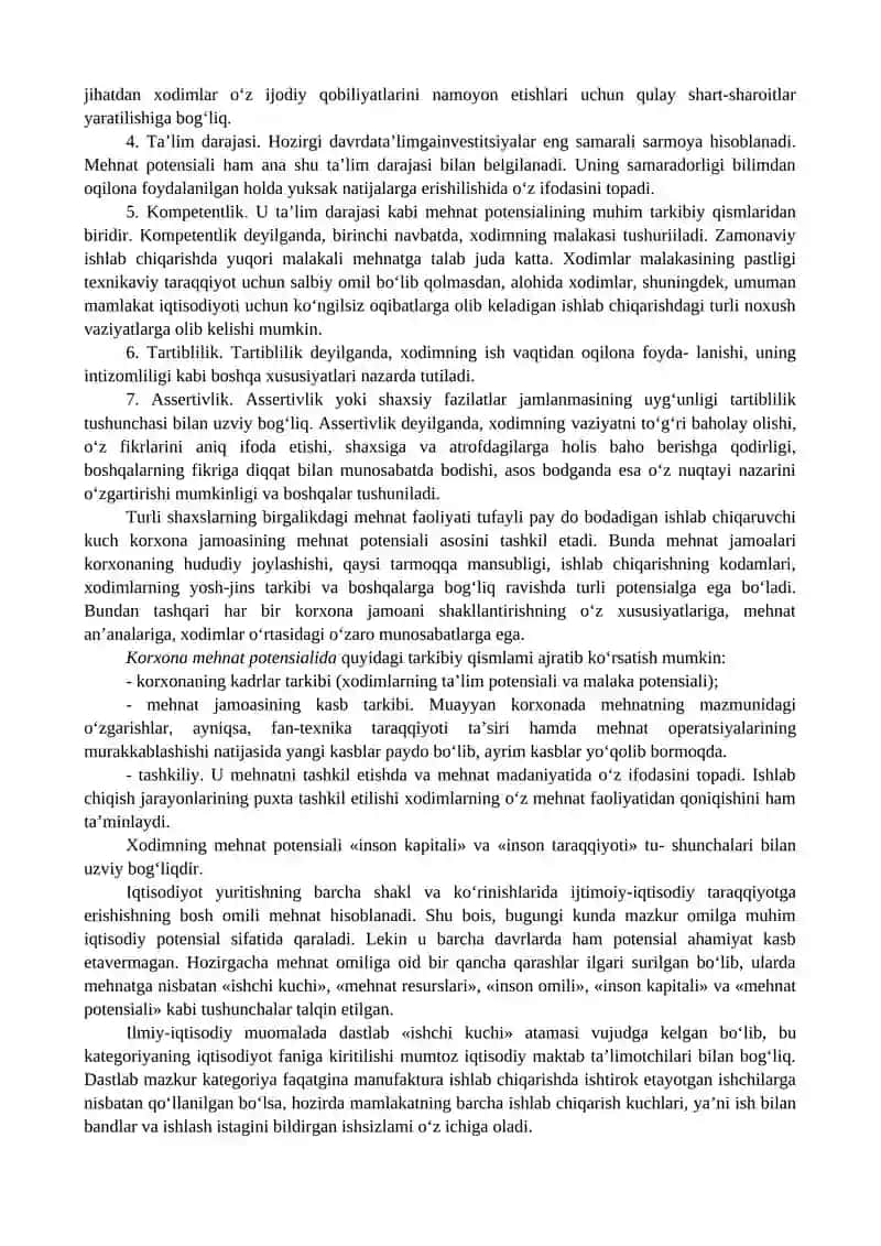 Mehnat Potensiali. Inson Kapitali va Inson Taraqqiyoti 3