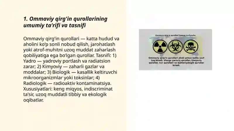 Ommaviy qirg'in qurollarining tasnifi 3