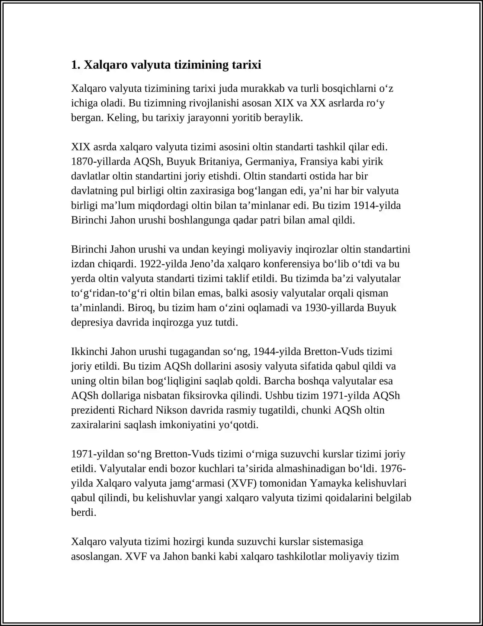 Xalqaro Valyuta Tizimi va Uning Turlari 3