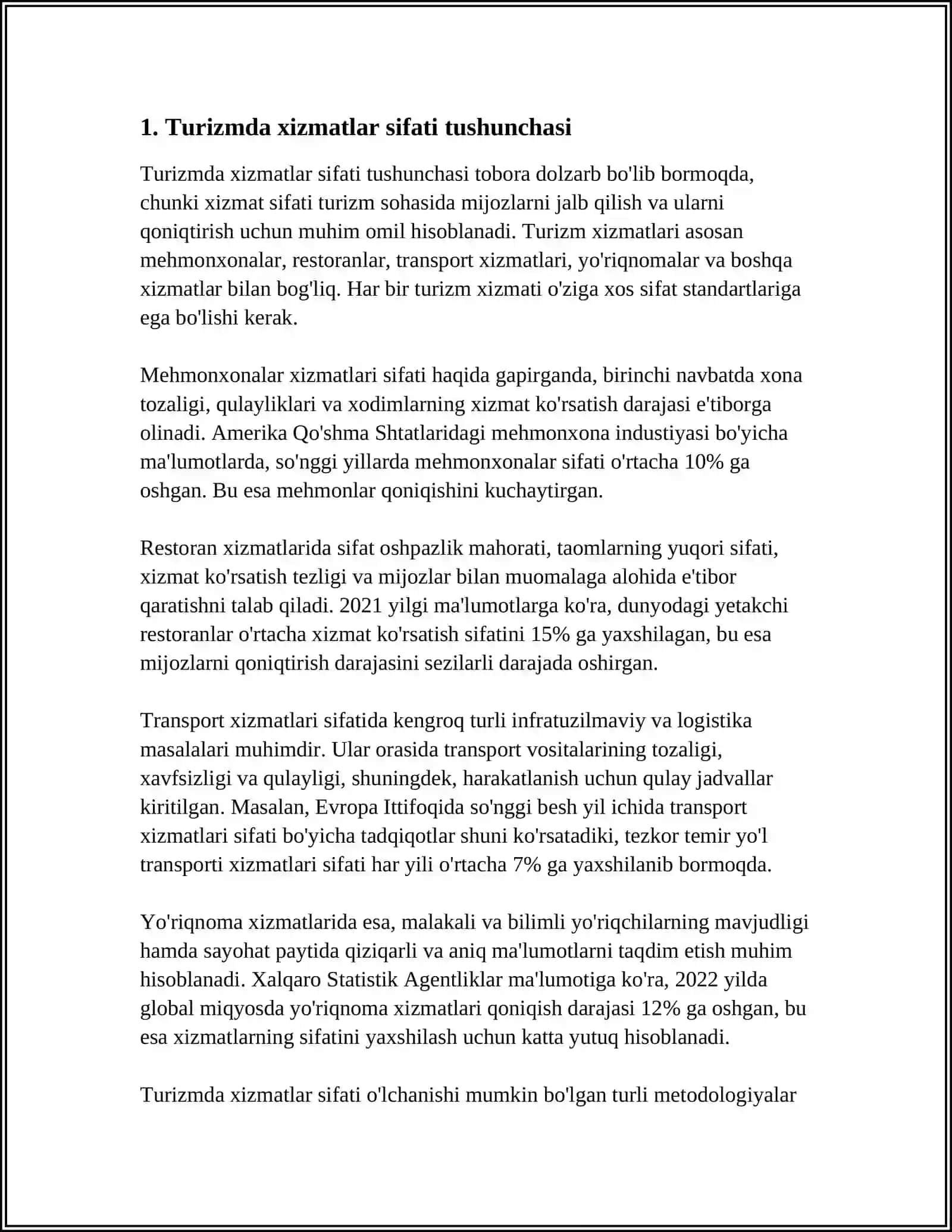 TURIZMDA XIZMATLAR SIFATINI BAHOLASH 3