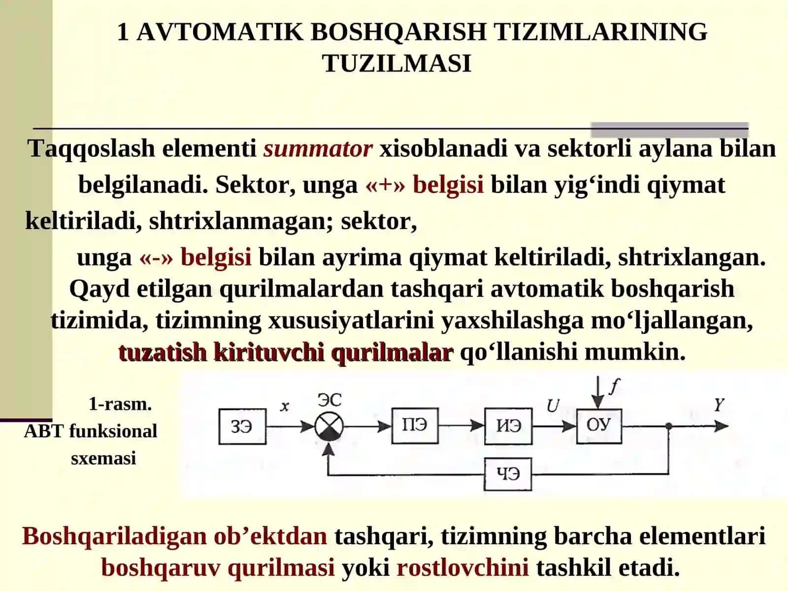 AVTOMATIK BOSHQARISH TIZIMLARINING TUZILMASIVA TASNIFLANISHI 3