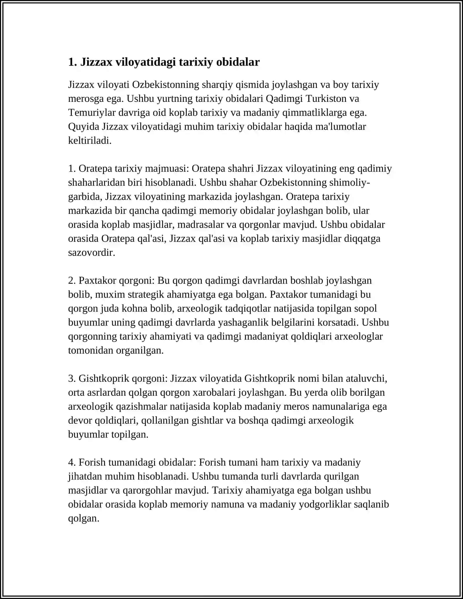 JIZZAX-SIRDARYO TURISTIK RESURSLARI 3