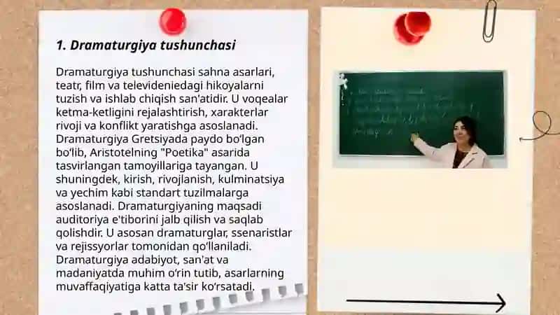 Dramaturgiya va uning janrlari haqida ma'lumot berish 3