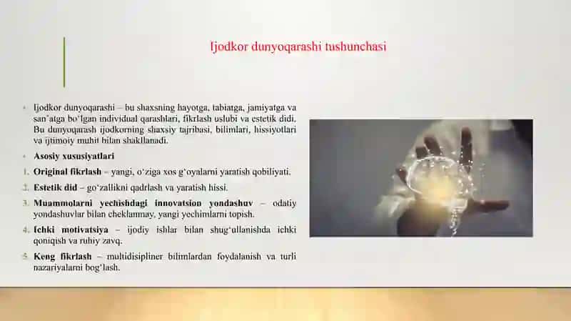 IJODKOR DUNYOQARASHI VA IJODKOR LABARATORIYASI 3