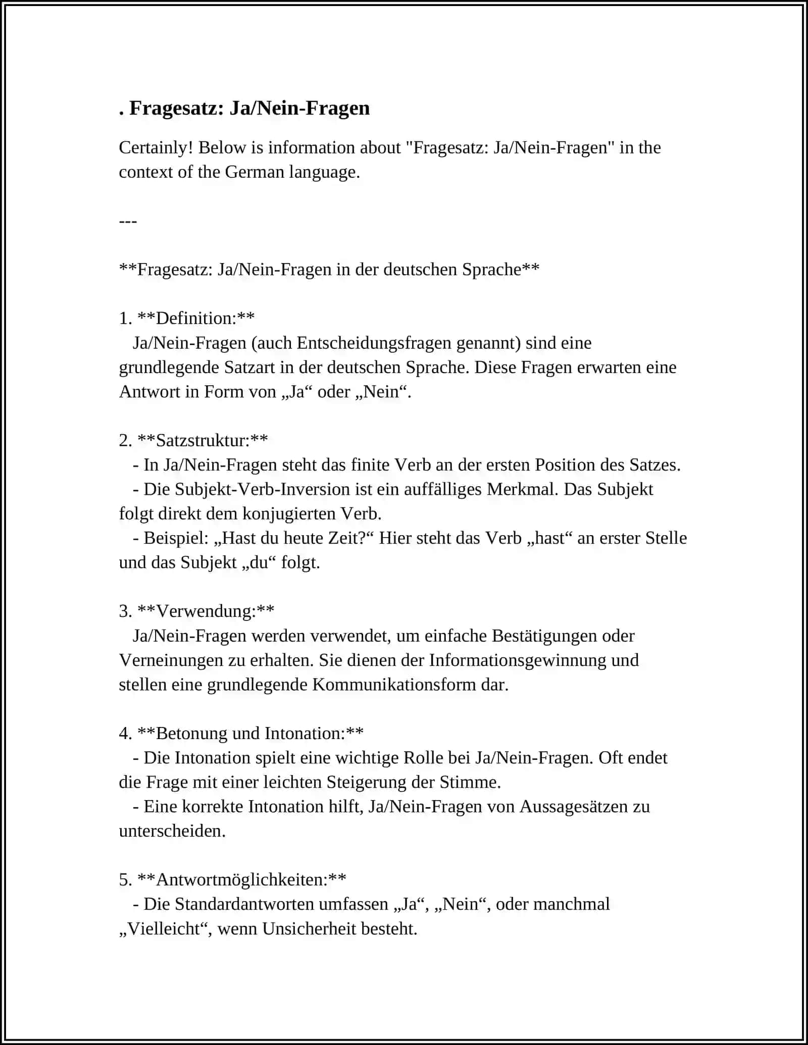 FRAGESATZ: Ja/Nein-Fragen 3