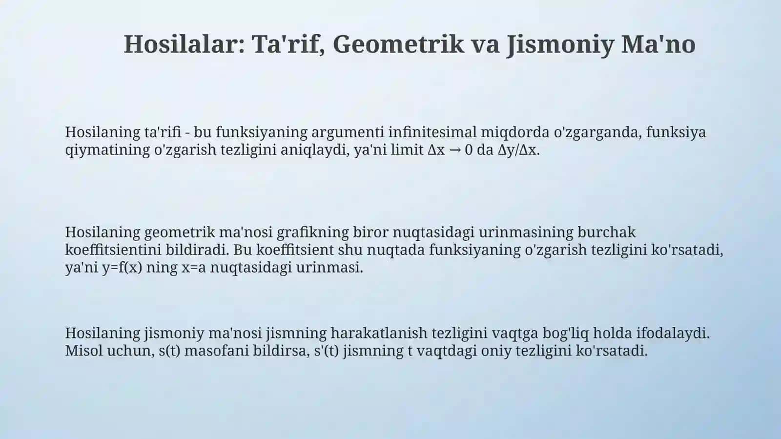 Funksiyalarni hosila yordamida to'la tekshirib, grafigini yasash 3